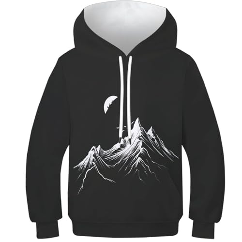 Sweat à capuche enfant imprimé paysage fantasy idéal pour le collège et les loisirs