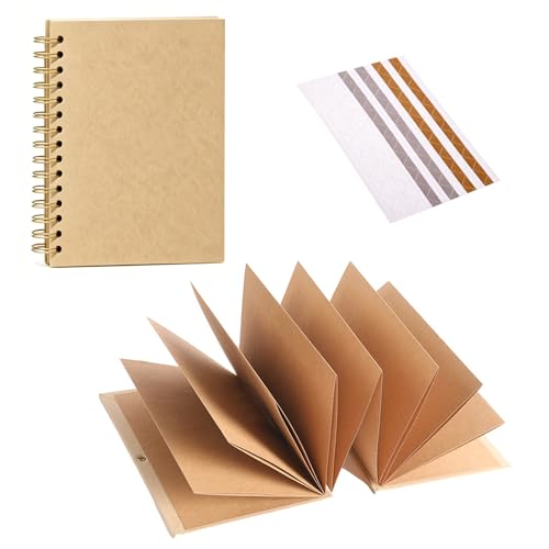 Álbum de recortes de 8x8 pulgadas con páginas negras y diseño plegable estirable de 6x8 pulgadas, incluye 102 pegatinas para fotos miniatura 1