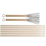 Okuyonic Ensemble de Brosse de Tambour en Acier de Brosse de Tambour en métal de poignée en métal rétractable, pour Les débutants de Tambour(Golden)