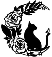CREATCABIN Décoration Murale Métal Forme Chat-Décoration Murale Fer-Lune Noire Creuse-Sculpture R...
