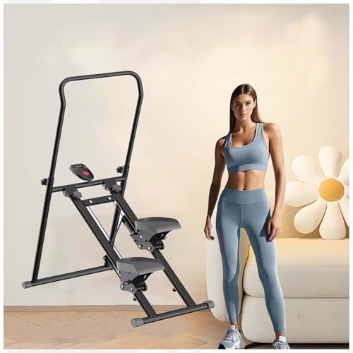 Escalador Vertical Equipo de Fitness Plegable multifunción Máquina de Ejercicios para escaleras con Pedal Ajustable con Pantalla LED Stepper para Ejercicios aeróbicos de Fitness en casa