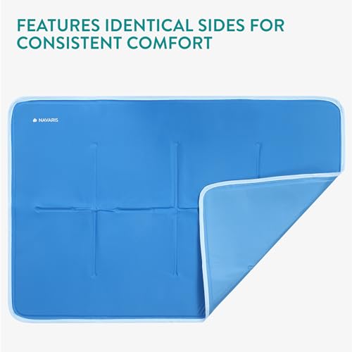 Navaris Kühlmatte für Hunde - Kühlmatte Hund - Selbstkühlende Hautiermatte mit Gel - Kühlmatte für Haustiere - Erfrischung für deinen Liebling - 60 x 90 cm - blau