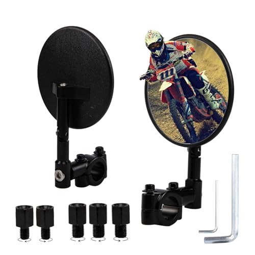 Espejos retrovisores redondos para manillar de moto de 22 mm con pernos M8 y M10