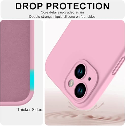 Image of DIZORO Compatible for iPhone 15 Plus Case 6.7, Slim Liquid Silicone Case 3 Layers Full Covered Soft Gel Rubber Phone Case Protective Cover - Baby Pink