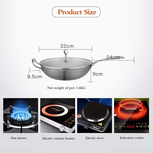 Wok de fondo plano de titanio, ligero y resistente miniatura 2