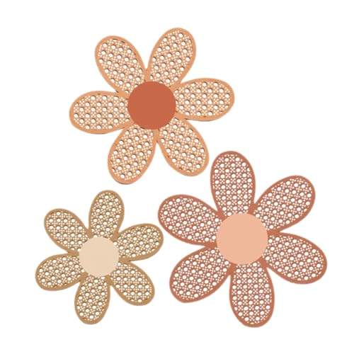JECOMPRIS Decoración De Pared De Madera Con 3 Margaritas Bohemias Rústicas Adornos De Madera Para Salón Y Dormitorio Arte Decorativo Ligero De Pared Estilo Boho Para Hogar
