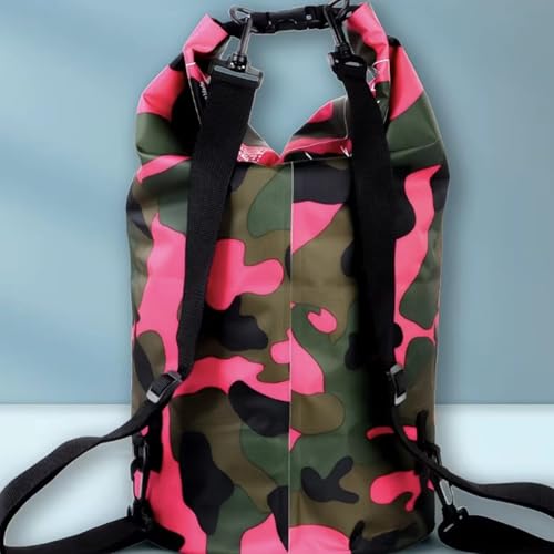 Bolsa seca camuflaje 30L, mochila con diseño Roll-Top para kayak, rafting, natación y pesca - Rosa Camuflaje miniatura 3