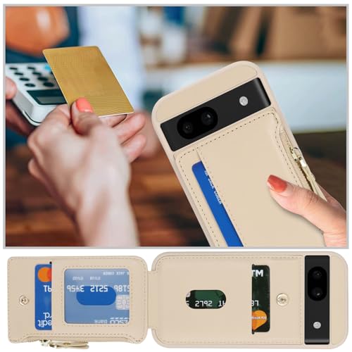 Image of Cavor for Google Pixel 8a Case Wallet with Card Holder, Cream