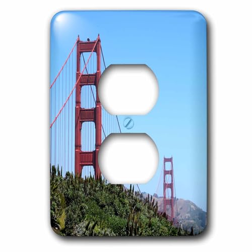 3dRose View of the Golden Gate bridge in San Francisco, California. 2 plug outlet cover
