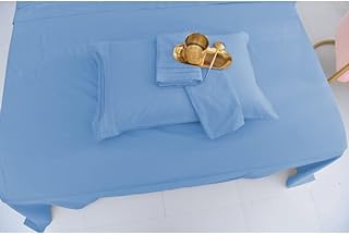 TRP 4 Piece Graceful Soft Luxurious Rayon Bamboo Sheets Queen Size | Modern Super Classic Smooth Perfect for Everyday Use | Aesthetic Bedding Wrinkle Free Durable Subtle Style Sky Bluish Cool Comfy