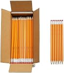 Amazon Basics Wood-Cased #2 Crayons, pré-réparés, HB Boîte en vrac au plomb, 150 Compte, jaune