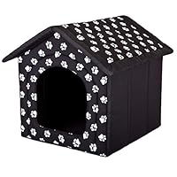 PillowPrim Huisdierhut, hondenhuis, hondenhol, kattenhut, kattenhuis, hondenkussen, kattenkussen, pluizig huis, zwart met grijs, 55 x 60 x 60 cm