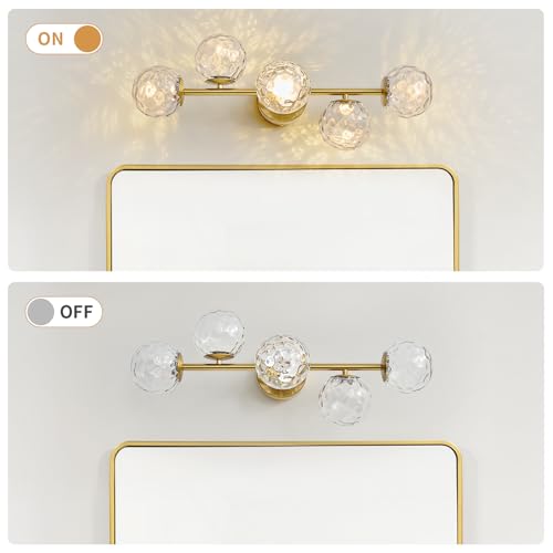 Image of ALIYIQI LED Bathroom Vanity Light Fixtures,Brushed Gold Brass Bathroom Light Fixtures