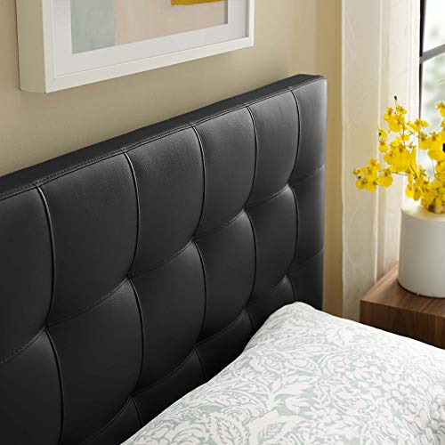Image of Modway Lily Tufted Faux Leather Upholstered Twin Headboard in Black