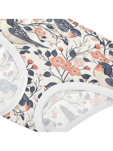 ZZKKO Birds and Flowers Girls Underwear Toddler Panties for Girls Comfort Brief Size 2-8T4