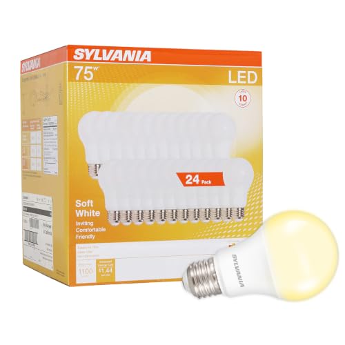 Sylvania LED Light Bulb 75W Equivalent A19 Efficient 12W Medium Base Frosted Finish 1100 Lumen Soft White - 24 Pack (41300)