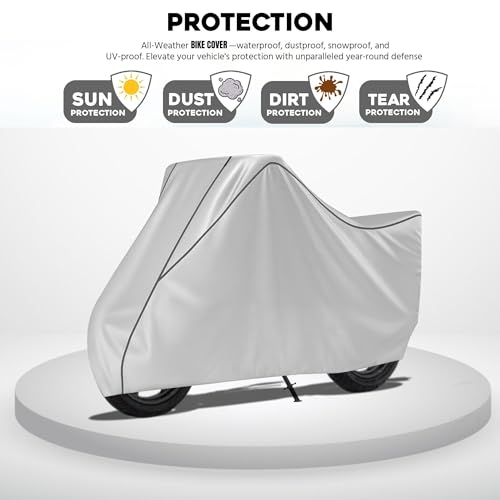 Image of Motorcycle Bike Body Cover for Outdoor Use - Heavy Fabric Water Resistant Two Wheeler Cover with UV, Dust & Rain Protection Compatible for Unicorn 160
