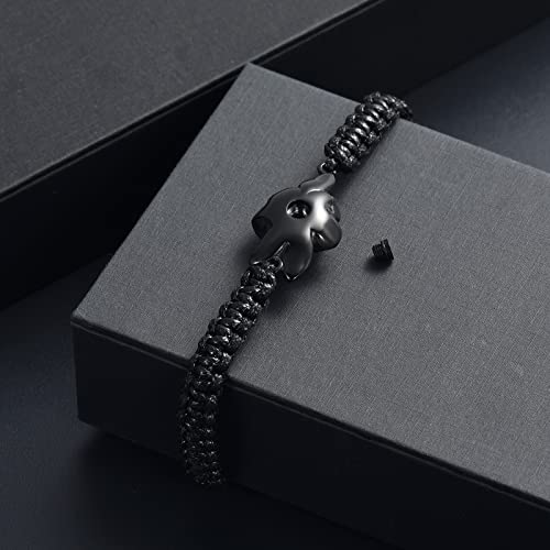 Image of Imrsanl Rose Flower Urn Bracelet for Ashes Cremation Memorial Jewelry of Loved Ones Adjustable Braided Rope Ashes Bracelet Funeral Keepsake for Women