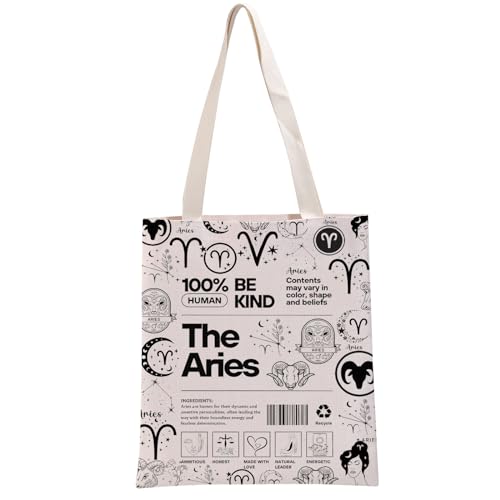 G2TUP Aries Inspired Gift 100% Human Be Kind The Aries Tote Bag Astrology Lover Handbag Zodiac Aries Merch