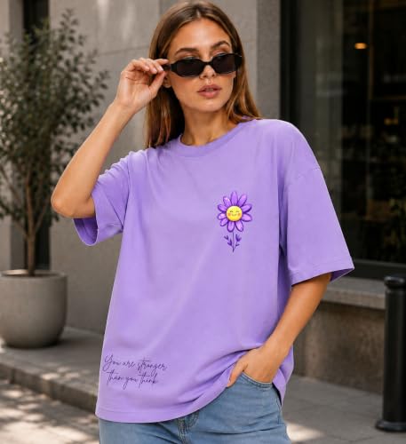 Image of London Hills Tshirt for Woman | Oversized Tshirt for Women | T Shirt for Womans | Graphic T Shirt for Women Pure Cotton | Tops for Woman Western, Printed Oversized Loose Fit Plus