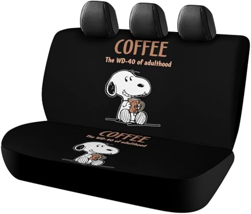 スヌーピー (6) カーシートカバー 車シートカバー 後部座席用 シート保護 おしゃれ カー用品 軽/普通車 汎用 後席クッションカバー 四季通用