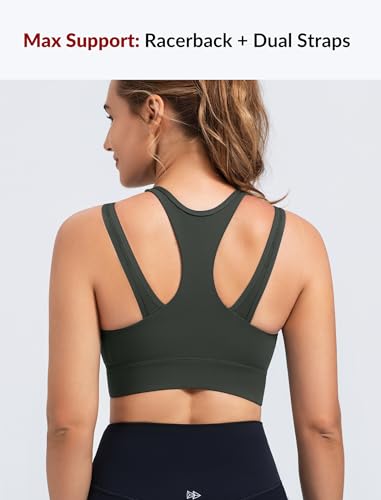 Image of Yvette Front Closure High Support Sports Bras for Women Double Straps Plus Size Sports Bra with Sewn in Pads