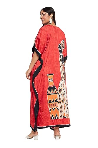 Image of Oussum Women Kaftan Plus Size Polyester Summer Lightweight Caftan Swimsuit Cover Ups Maxi African Mumu Lounge House Dress