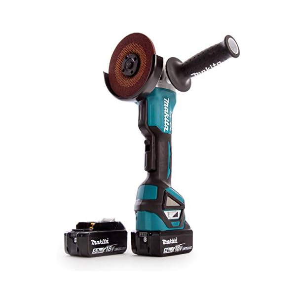 Makita DGA517RTJ Akku-Winkelschleifer 18 V / 5,0 Ah mit Paddleschalter, 2 Akkus + Ladegerät im MAKPAC, Schwarz – Bild 7