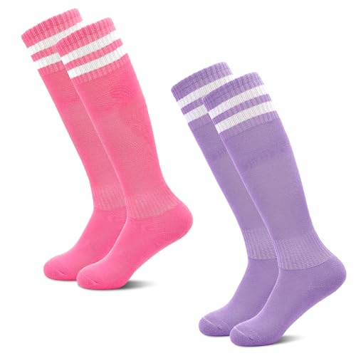 Tphon Kids Girls Soccer Socks Toddler Youth Football Socks Knee High Softball Socks for 3-13 Years Tube Socks