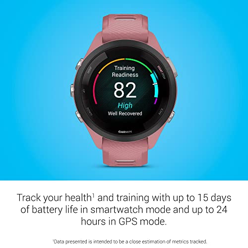 Image of Garmin Forerunner 265S Running Smartwatch, Colorful AMOLED Display, Training Metrics and Recovery Insights, Light Pink and Powder Gray