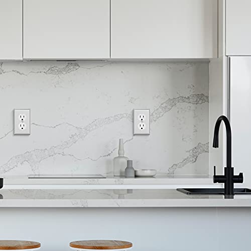 Dewenwils 10-Pack Metal Wall Plates, Duplex Outlet Cover Plate For Receptacle, Switch, Corrosion Resistant, Standard Size, Brushed Finish, Silver, Etl Listed #TOP5