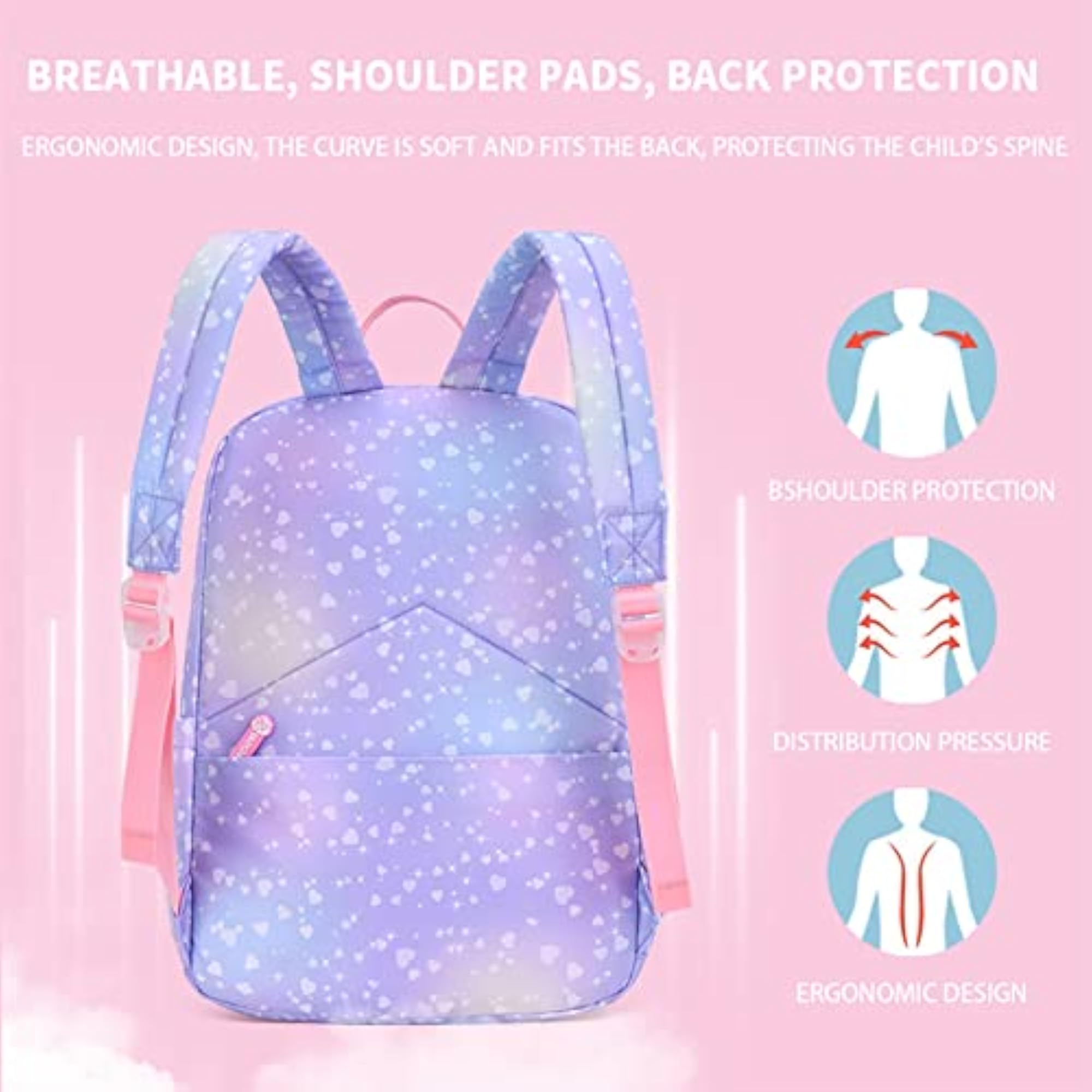 Unicorn School Backpack for Kids, Rainbow Capacity
