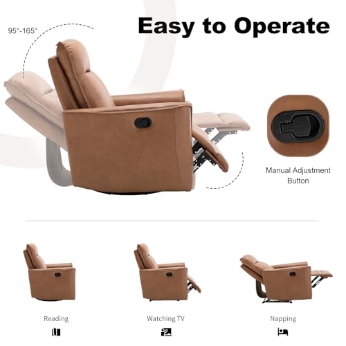 Sillón reclinable giratorio con tapizado marrón miniatura 5