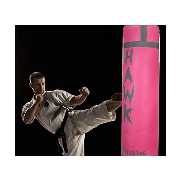 Punching Bag for Boxing Gloves MMA Training Muay Thai Fitness Banana Workout Kickboxing Grappling Karate Heavy Target Bag 4FT UNFILLED (Pink)