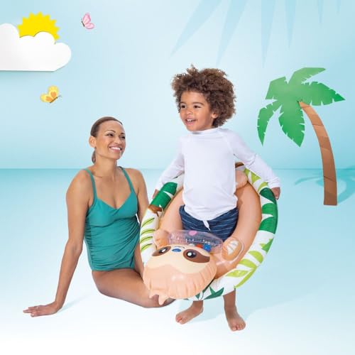 Image of Inflatable Kiddie Float | Water Baby Floater for Kids| Safe Anti-flip Diaper Style Swim Tube Rider| Swim Pool Tube for Toddlers|Multicolor Cute Swimming Pool Safety Seat (See-Me-Sit Seal)