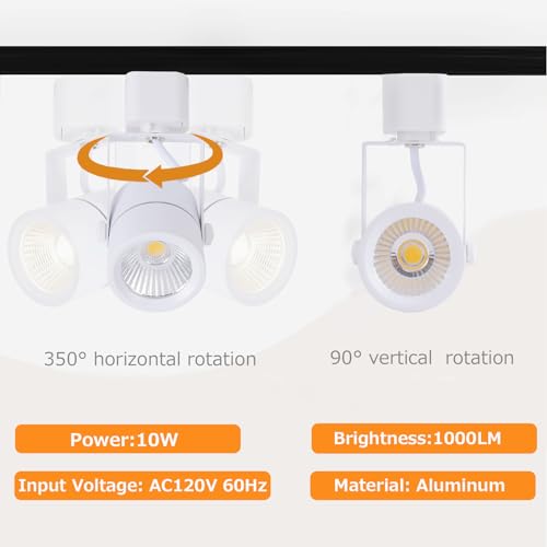 Vayannksun 8PACKDIMMERHTYPE3000K8W1000LM 10W H Track Lighting Heads Dimmable Led Track Light Head Replacement Fixtures Bright 3000K Warm White Ceiling Spotlight thumb #4