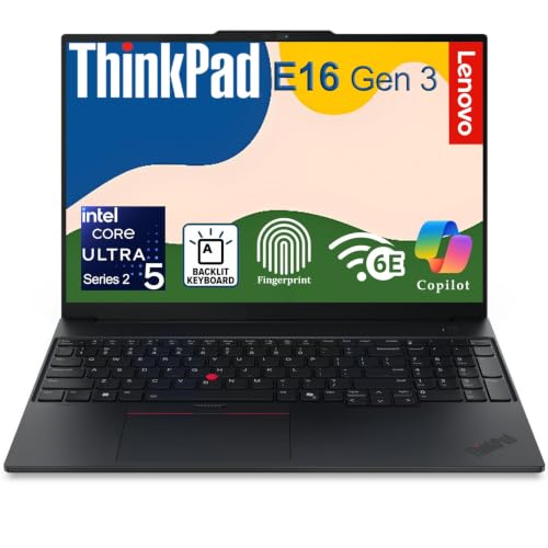 Image of Lenovo ThinkPad E16 Gen 3 Laptop, Ultra 5 225H, 16GB DDR5 RAM, 512GB SSD