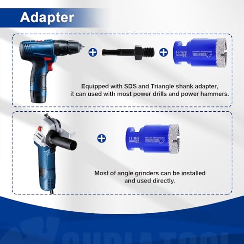 Image of SHDIATOOL Diamond Core Drilling Bits Set for Porcelain Hole Saw Cutter for Tile Marble Ceramic Granite Kit 5 /8-inch-11 8pieces