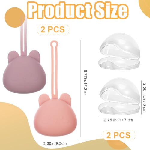 Image of 2 Pack Pacifier Holder Case, BPA-Free Silicone Portable Pacifier Case Holder Pouch for Baby Boys & Girls, Travel Storage Container for Newborn, Diaper & Strollers Rabbit