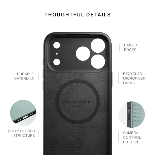 Image of Native Union Active Case - MagSafe Compatible with Built-in Magnet - 10ft / 3m Drop Protection - Rugged Yet Slim Design - Recycled Materials - Camera Control Button for iPhone 18 Pro Max (Slate Green)