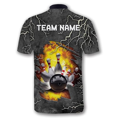 Custom Bowling Shirts for Men, Lightning Grey Grunge Pattern Bowling Jerseys for Men, Funny Bowling Shirt, Bowling Outfits, Gift for Team Bowling Player3