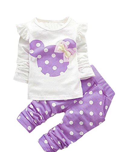 Urtrend Baby Girls' Toddler Outfits Kids Clothes Spring Long Sleeve Shirt Top Pants Set