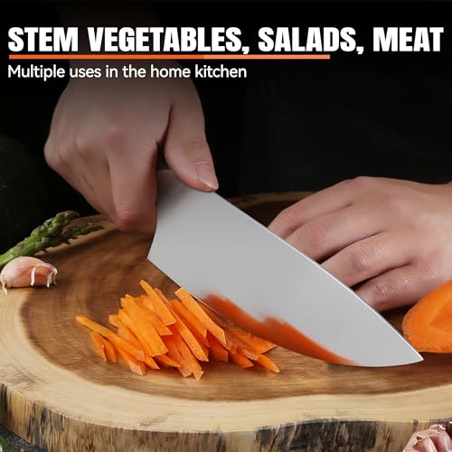 Image of TUO Rocker Knife, 7 inch Salad Chopper Chef Knife for Herb Rocking and Veggie Chopping, Vegetable Cleaver in High Carbon Steel with Ergonomic Handle - Fiery Phoenix Series