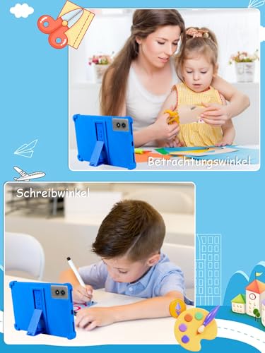 Étui pour tablette TABWEE T50 11 pouces avec coque silicone bleu et support