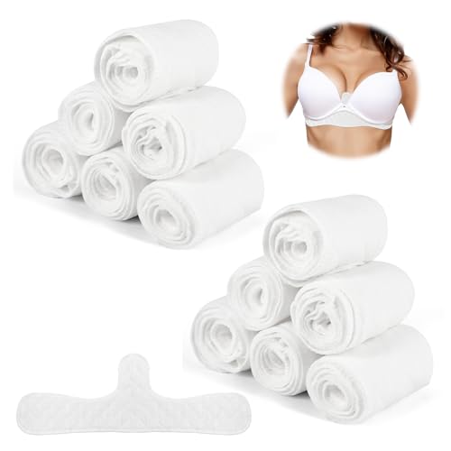 Solivive 12 Stück BH Einlagen Schwitzen,Wiederverwendbare Unterbrust Schwitzschutz BH Einlagen,atmungsaktive Baumwolle, zum Schwitzen unter der Brust, geeignet für Damensport und Stillen im Sommer
