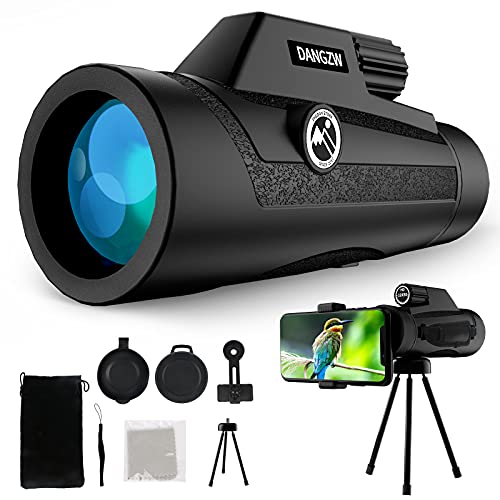 DANGZW Monokular Teleskop, HD 12x50 Wasserdicht Monokulare Teleskop BAK4 Prisma mit Tragbare Handyhalterung & Stativ…