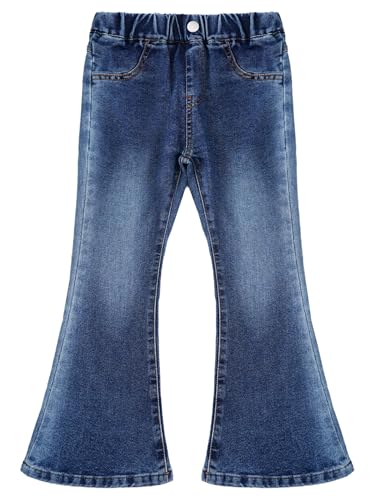 DINORMIN Girls Washed Denim Pants Skinny Flared Jeans Bell-Bottoms Long Pants Casual Tousers3