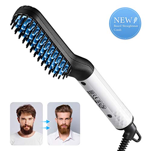 Beard Straightener for Men,Electric Beard Comb, RIOFLY Beard and Hair Straightening Brush, Fast Shaping for Beard Grooming, Multifunctional Hair Styling Tools for Men with Global Voltage 110-240V