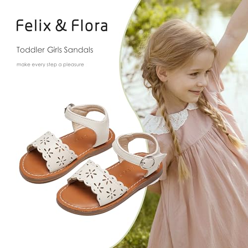 Image of Felix & Flora Toddler Girl Sandals - Little Girl Easter Dress Shoes Lightweight Open Toe Beach Holiday Flats