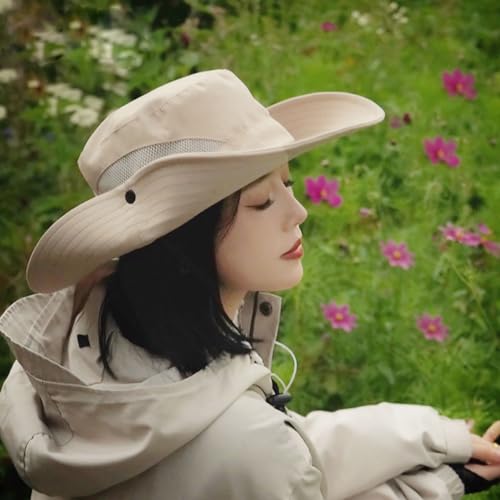 Image of Sun Hat for Women Summer UV Protection Beach Hat with Ponytail Hole